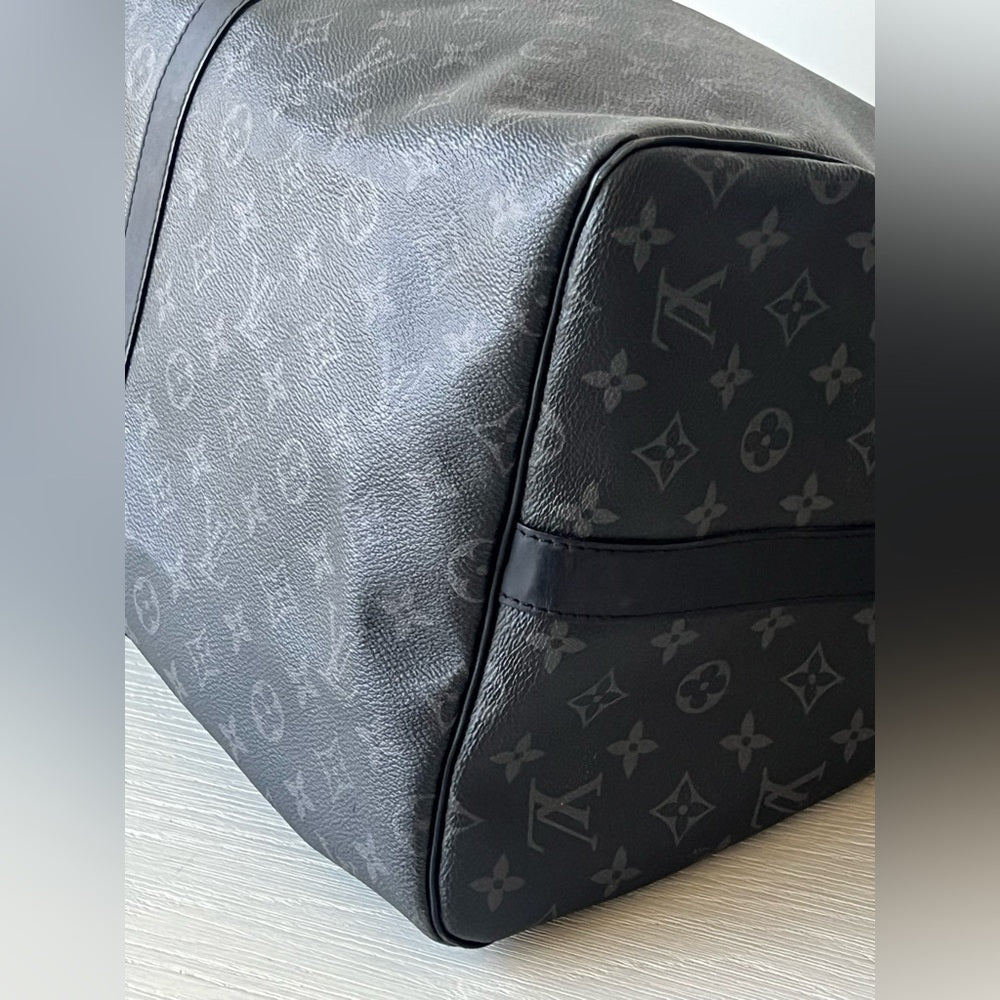 Louis Vuitton Keepall 55 Bandouliere In Monogram Eclipse Leather Duffel Bag