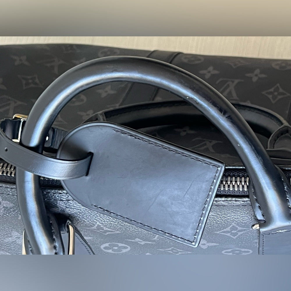 Louis Vuitton Keepall 55 Bandouliere In Monogram Eclipse Leather Duffel Bag