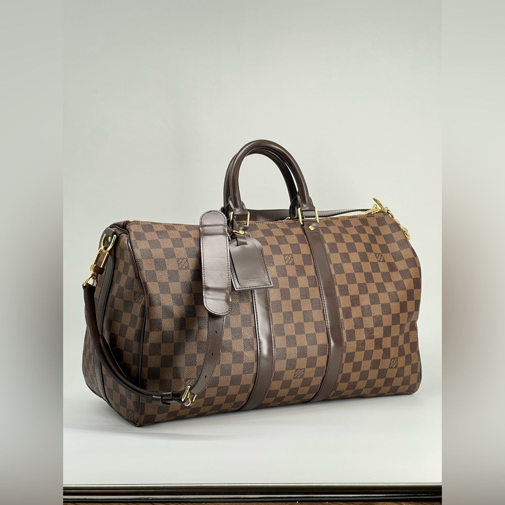 Louis Vuitton Keepall Bandouliere 45 In Damier Ebene Canvas Duffel Bag
