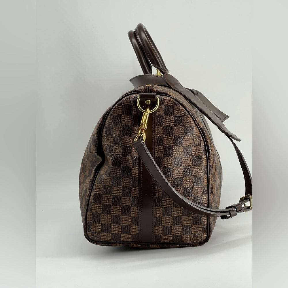 Louis Vuitton Keepall Bandouliere 45 In Damier Ebene Canvas Duffel Bag
