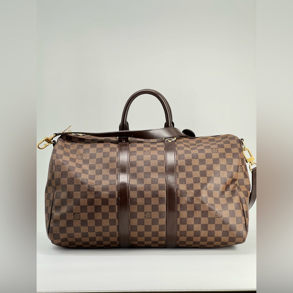 Louis Vuitton Keepall Bandouliere 45 In Damier Ebene Canvas Duffel Bag