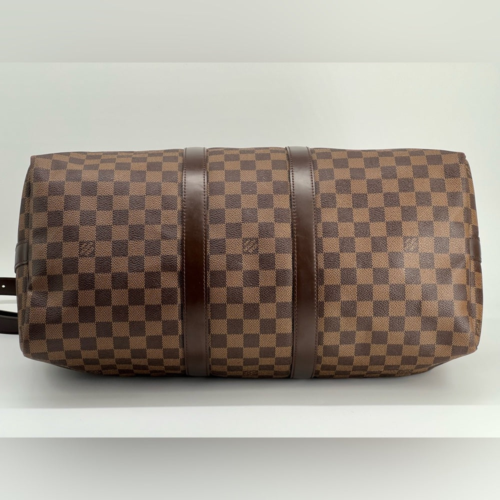 Louis Vuitton Keepall Bandouliere 45 In Damier Ebene Canvas Duffel Bag