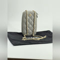 CHANEL Phone Holder Quilted Gray Leather Crossbody Chain Bag