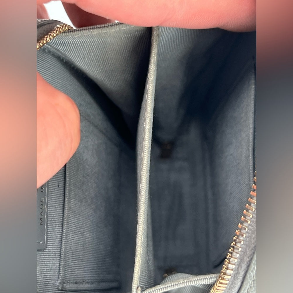 CHANEL Phone Holder Quilted Gray Leather Crossbody Chain Bag