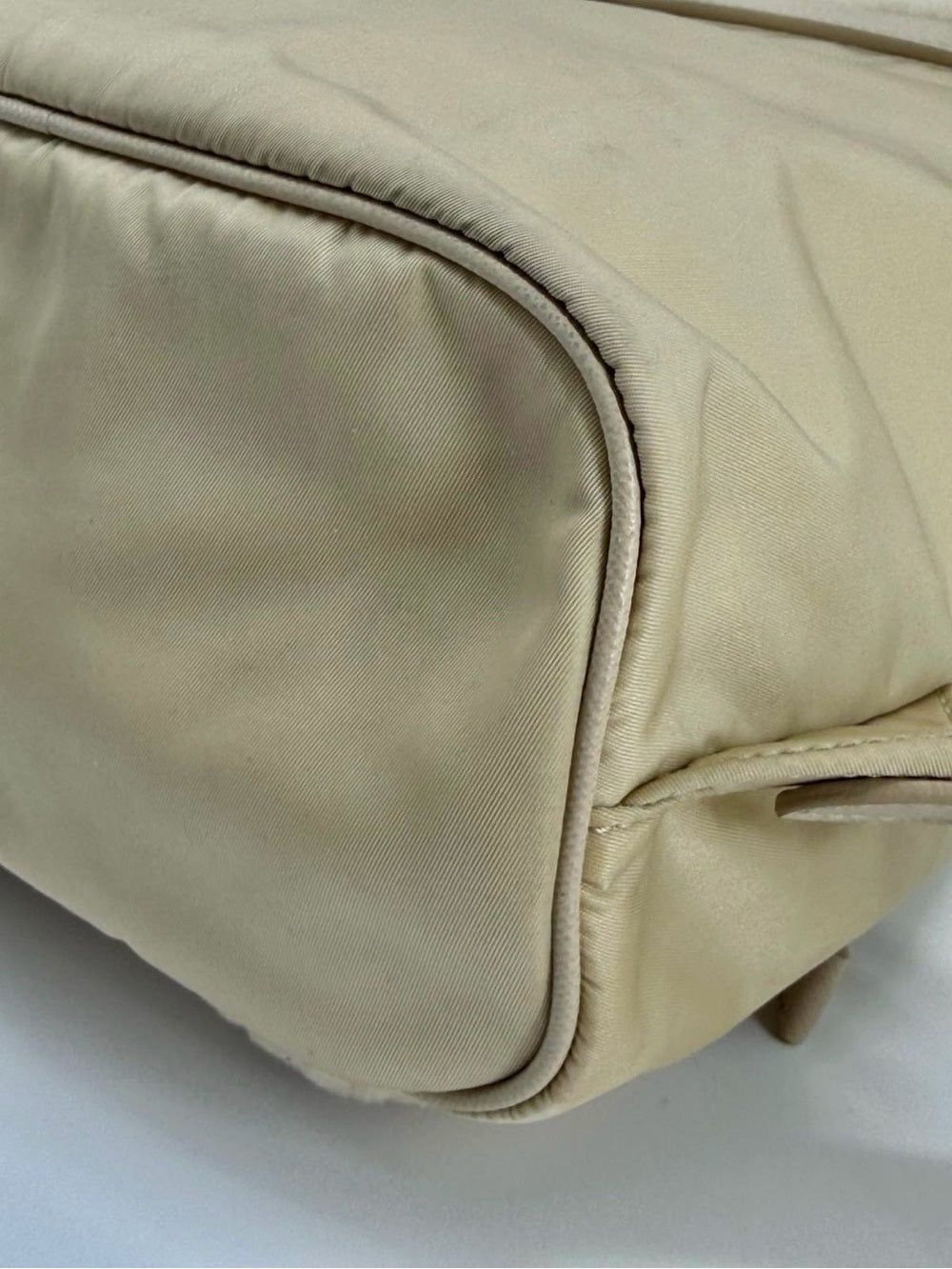 Prada Re-Nylon Shearling Backpack Beige With Pouch