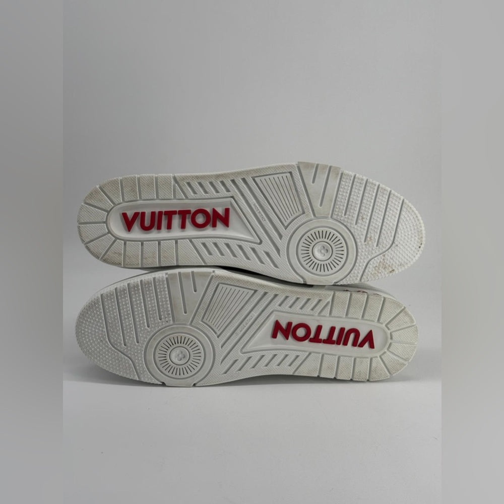 Louis Vuitton Trainer White Black Red Leather Men's Sneakers