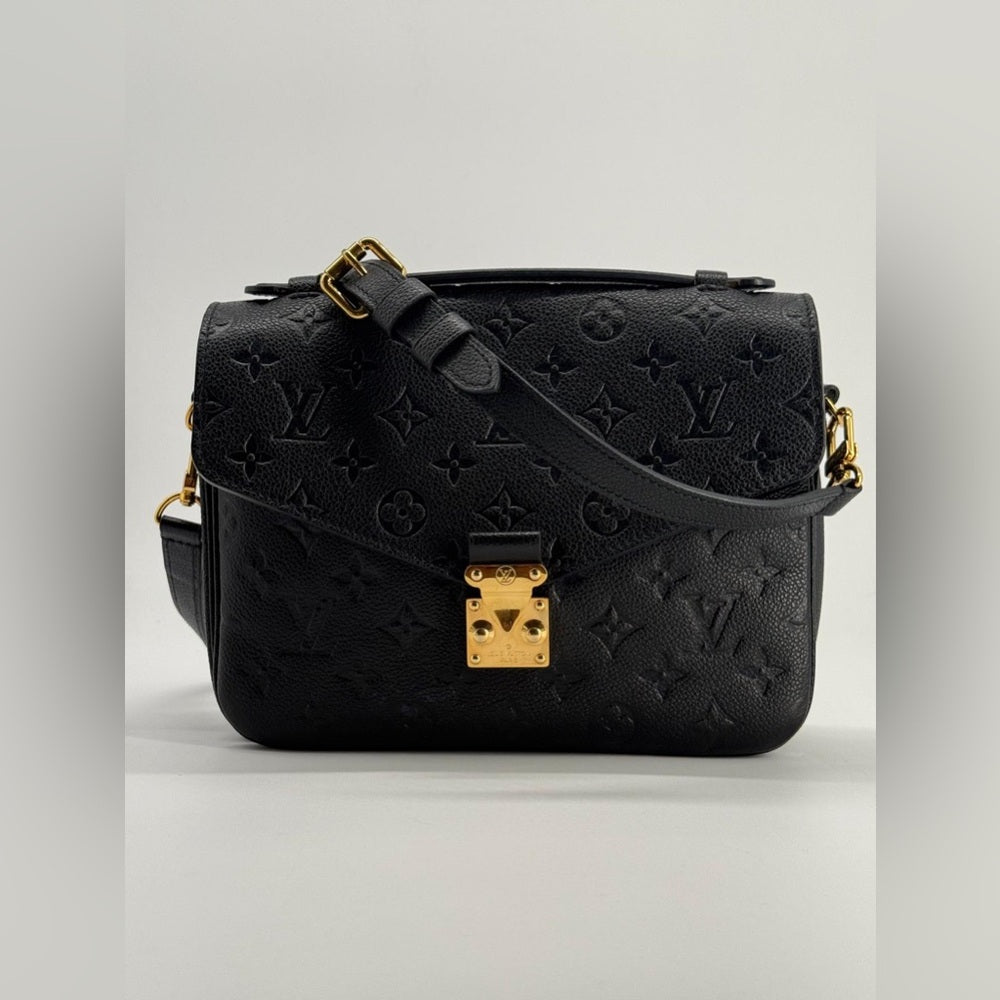 Louis Vuitton Pochette Metis Empreinte Leather Monogram Shoulder Bag Black