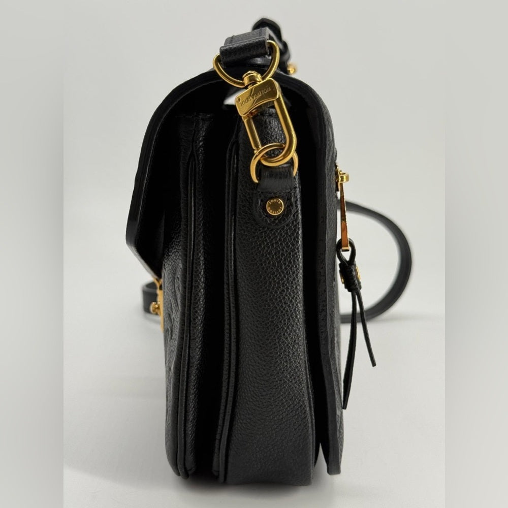 Louis Vuitton Pochette Metis Empreinte Leather Monogram Shoulder Bag Black