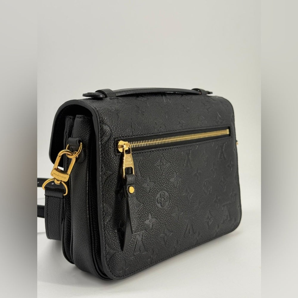 Louis Vuitton Pochette Metis Empreinte Leather Monogram Shoulder Bag Black