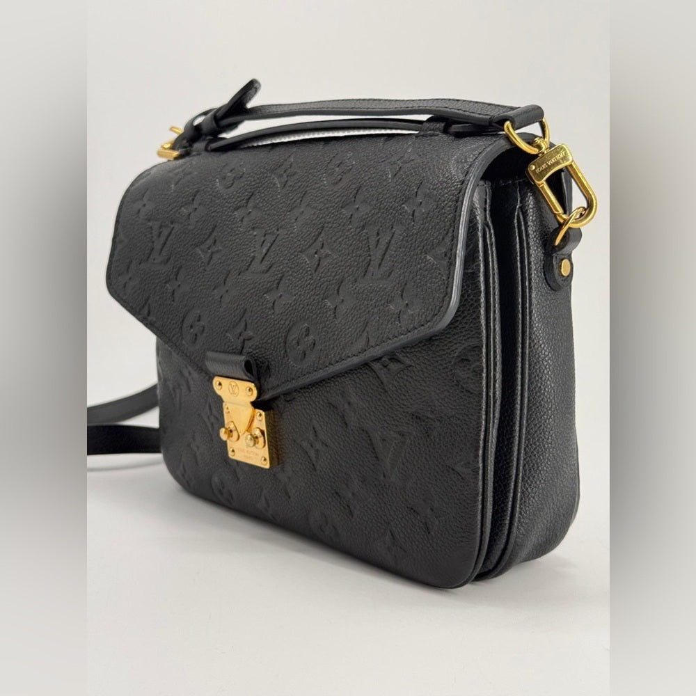 Louis Vuitton Pochette Metis Empreinte Leather Monogram Shoulder Bag Black