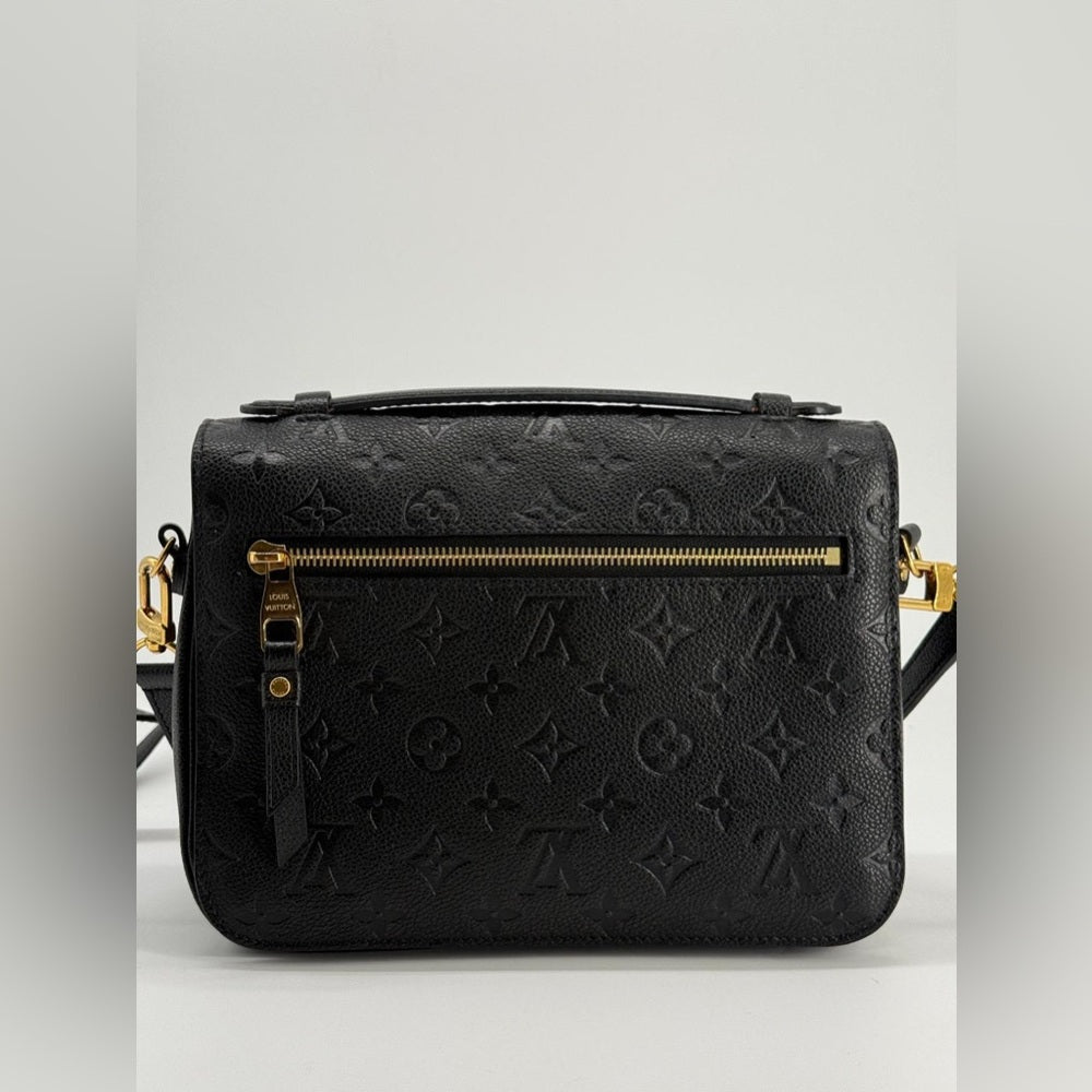 Louis Vuitton Pochette Metis Empreinte Leather Monogram Shoulder Bag Black