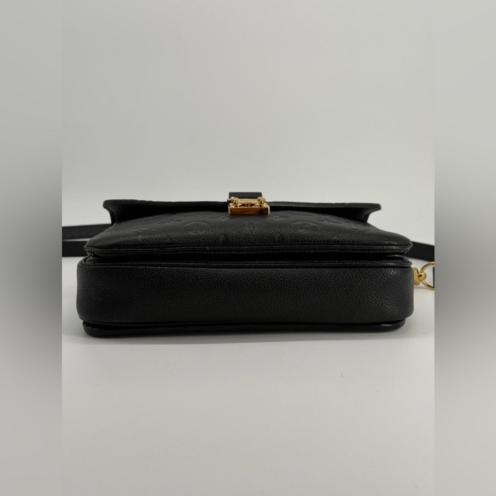 Louis Vuitton Pochette Metis Empreinte Leather Monogram Shoulder Bag Black