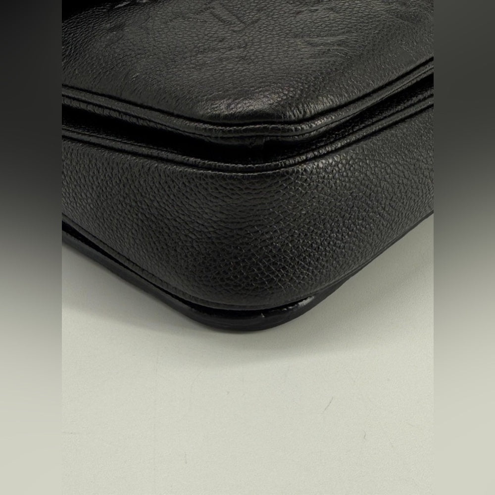 Louis Vuitton Pochette Metis Empreinte Leather Monogram Shoulder Bag Black