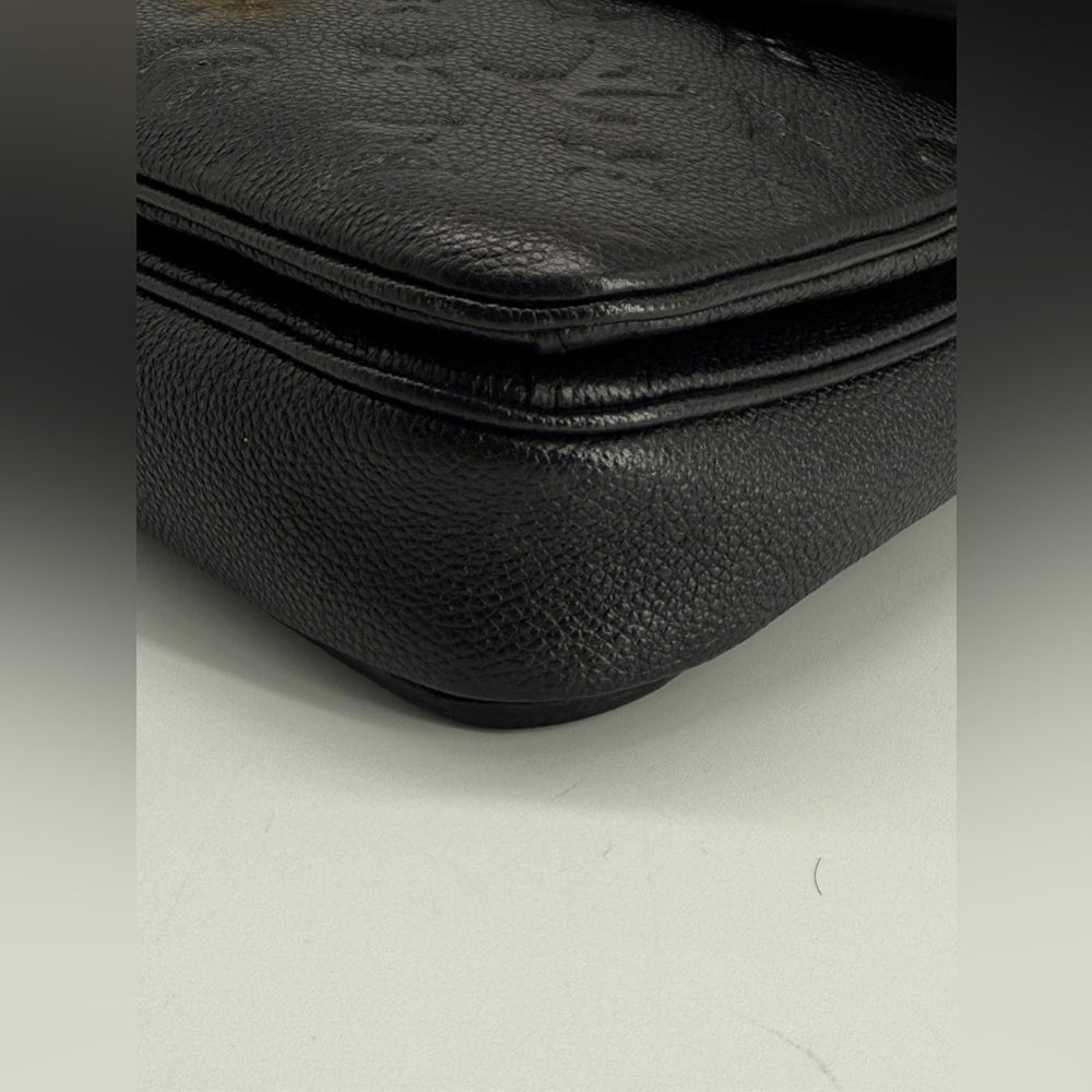Louis Vuitton Pochette Metis Empreinte Leather Monogram Shoulder Bag Black