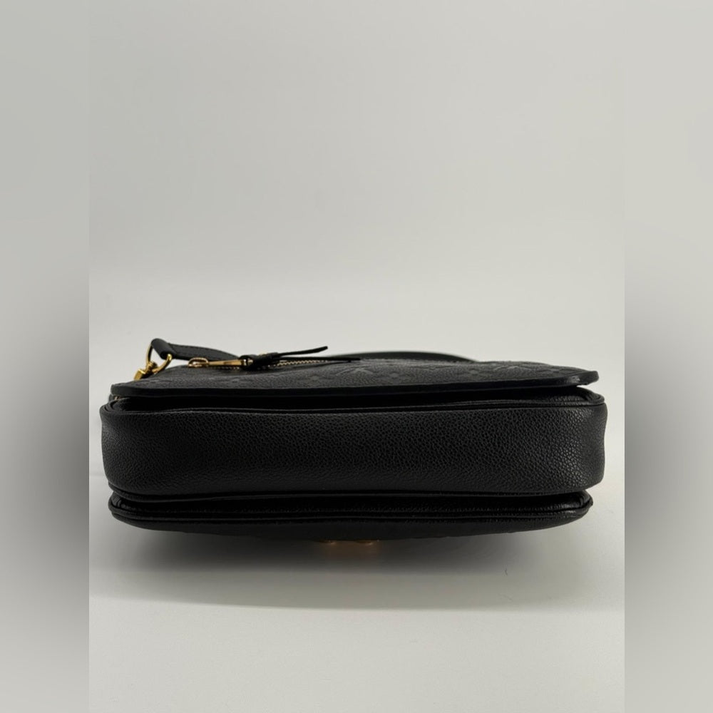 Louis Vuitton Pochette Metis Empreinte Leather Monogram Shoulder Bag Black
