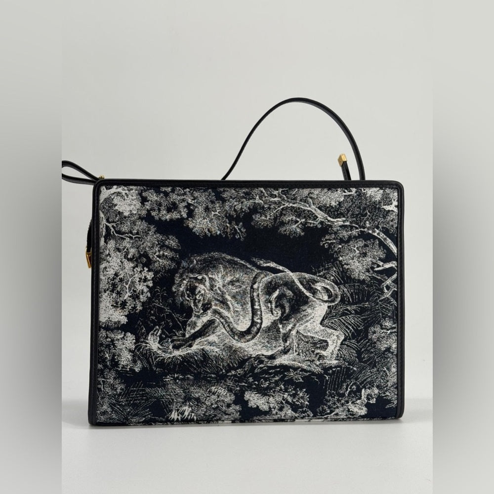 Dior Montaigne Dea Pouch/Clutch In Navy Blue Fabric And Leather