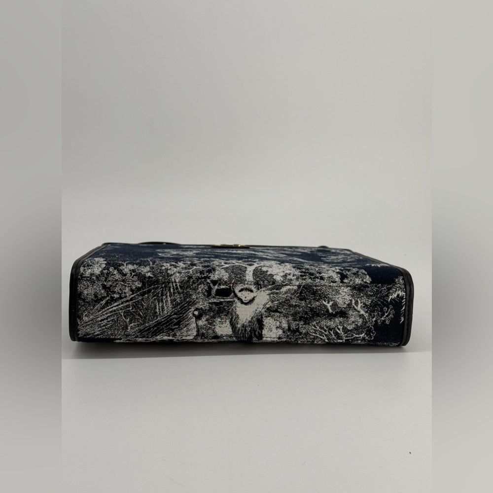 Dior Montaigne Dea Pouch/Clutch In Navy Blue Fabric And Leather