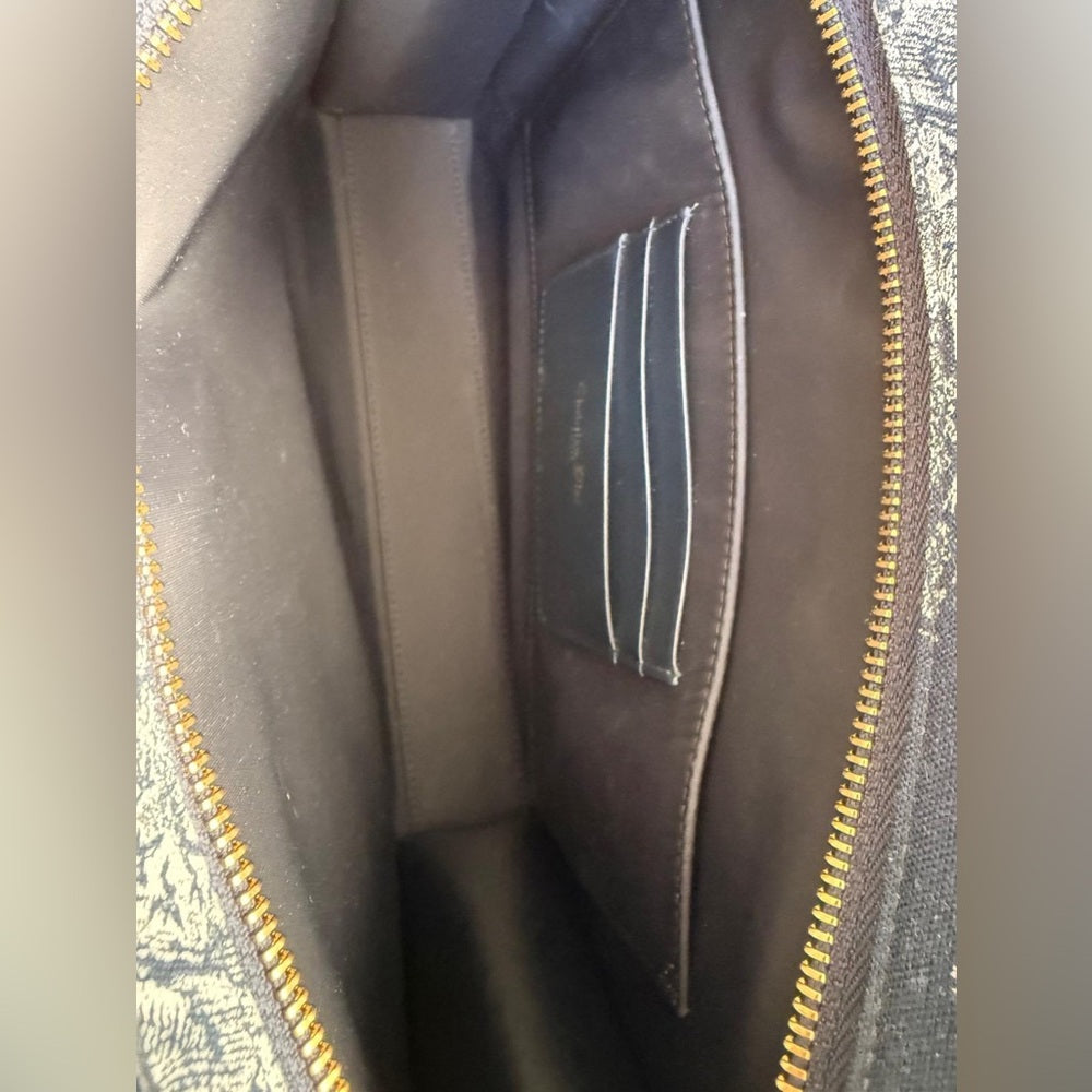 Dior Montaigne Dea Pouch/Clutch In Navy Blue Fabric And Leather