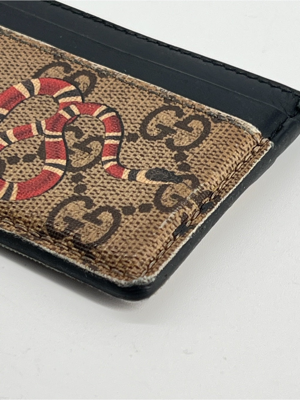 Gucci Kingsnake GG Supreme Brown Canvas Card Holder