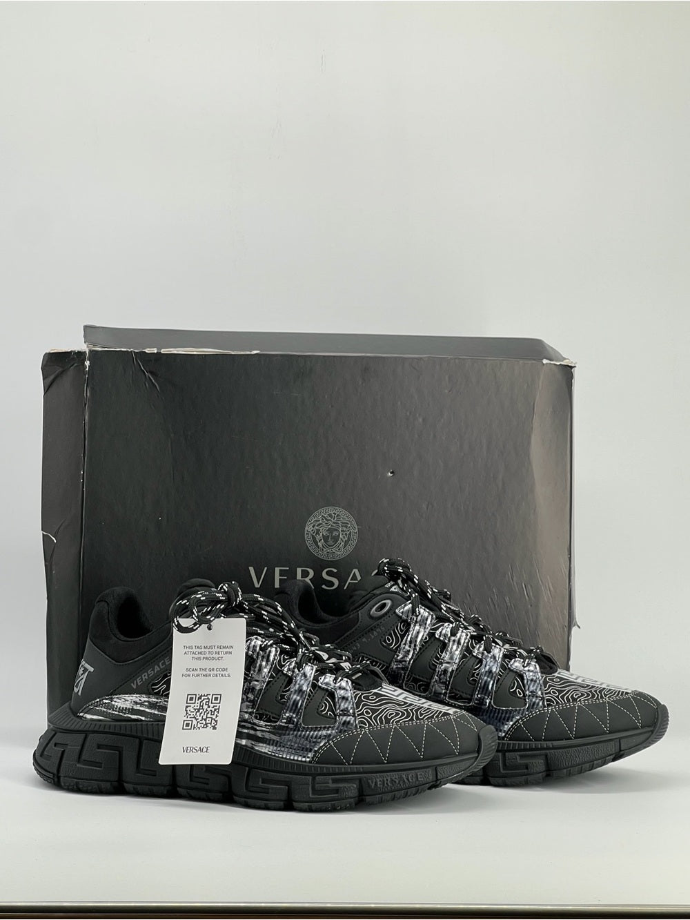 Versace Trigreca Black Silver Man’s Sneakers Size EU 44.5