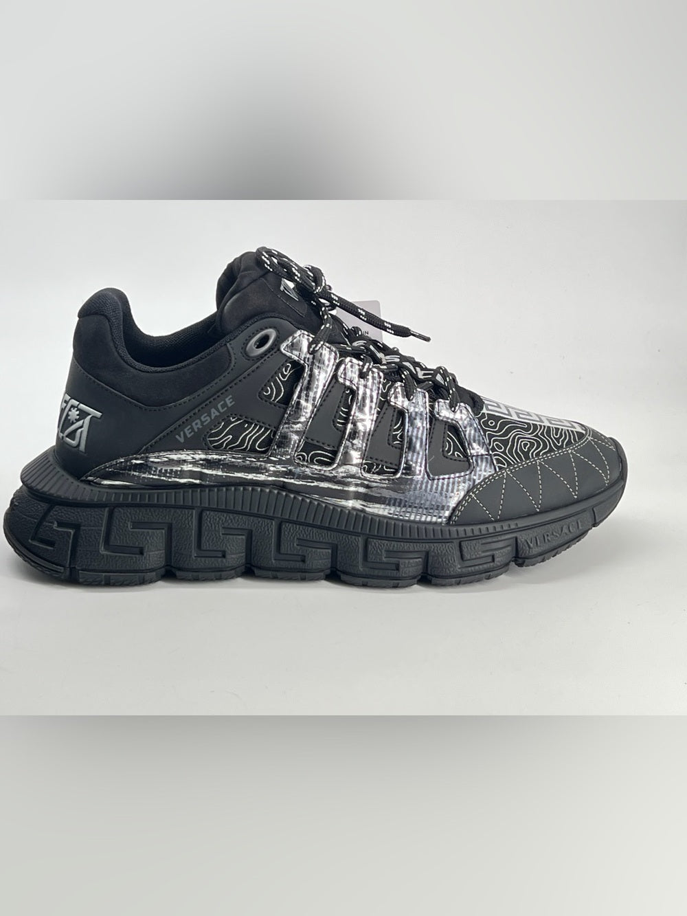 Versace Trigreca Black Silver Man’s Sneakers Size EU 44.5