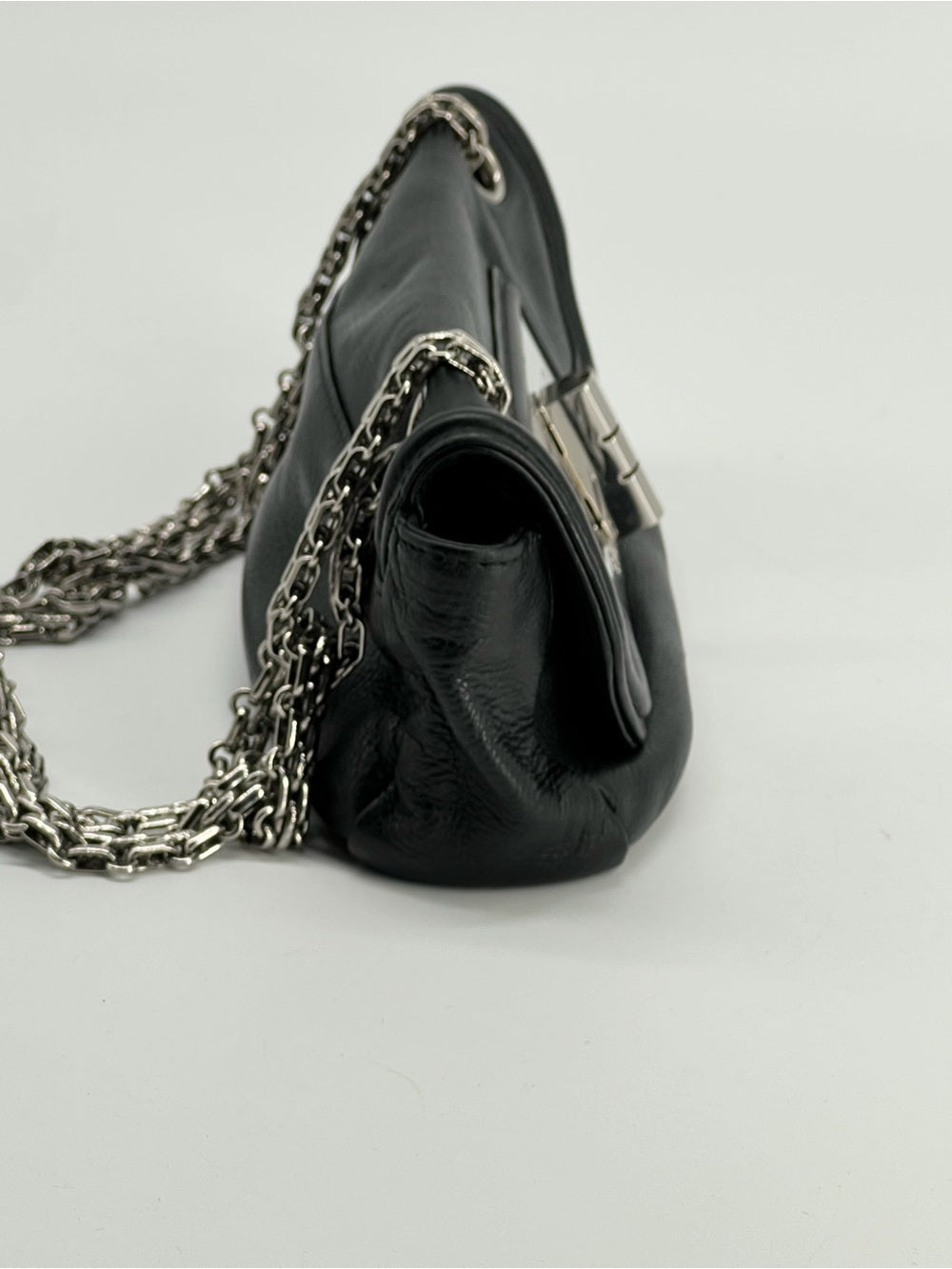 Chanel Mademoiselle Small Black Leather Lock Flap Bag