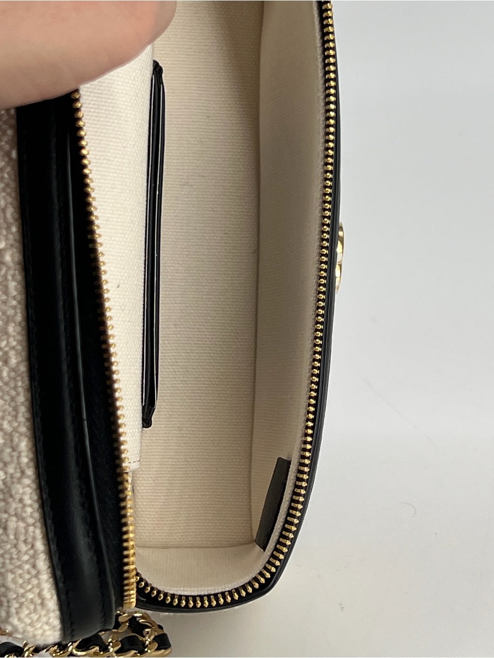 Chanel Coco Beach Top Handle Long Vanity Case in Ecru Tweed and Black Calfskin