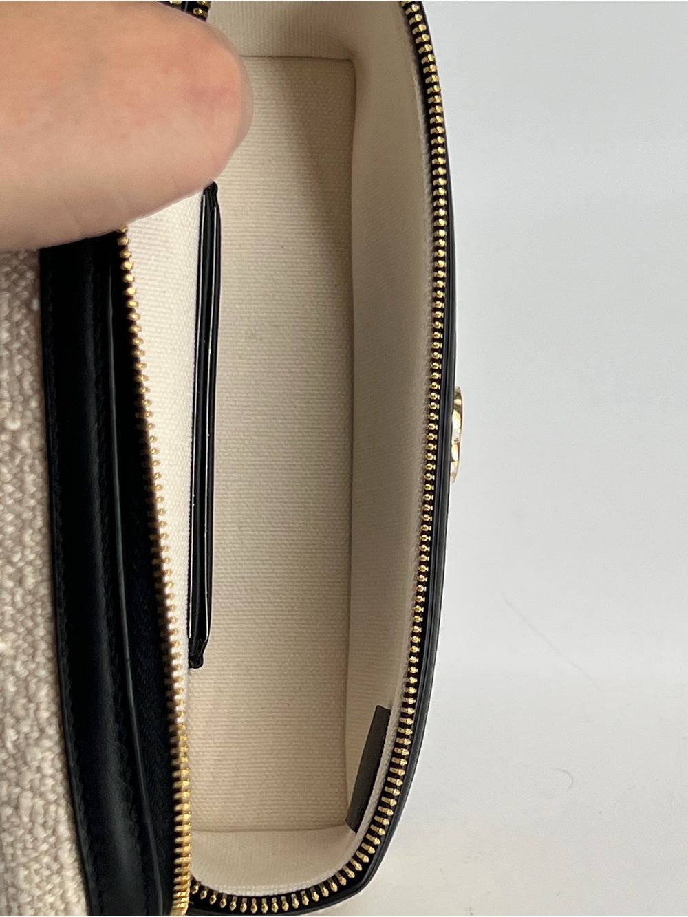 Chanel Coco Beach Top Handle Long Vanity Case in Ecru Tweed and Black Calfskin