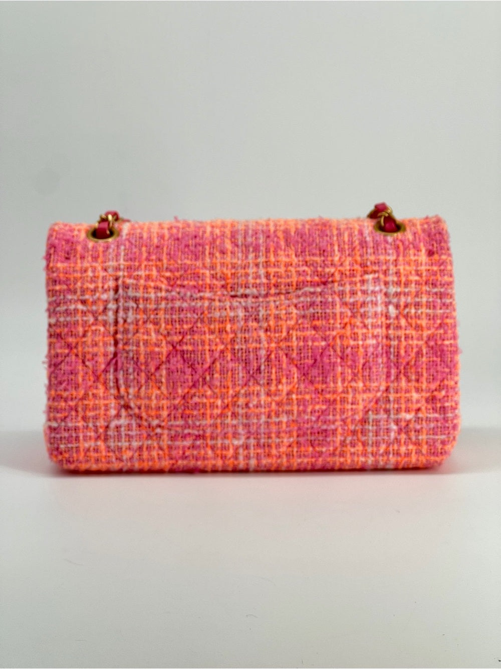 Chanel Classic Medium Tweed Pink Shoulder Bag