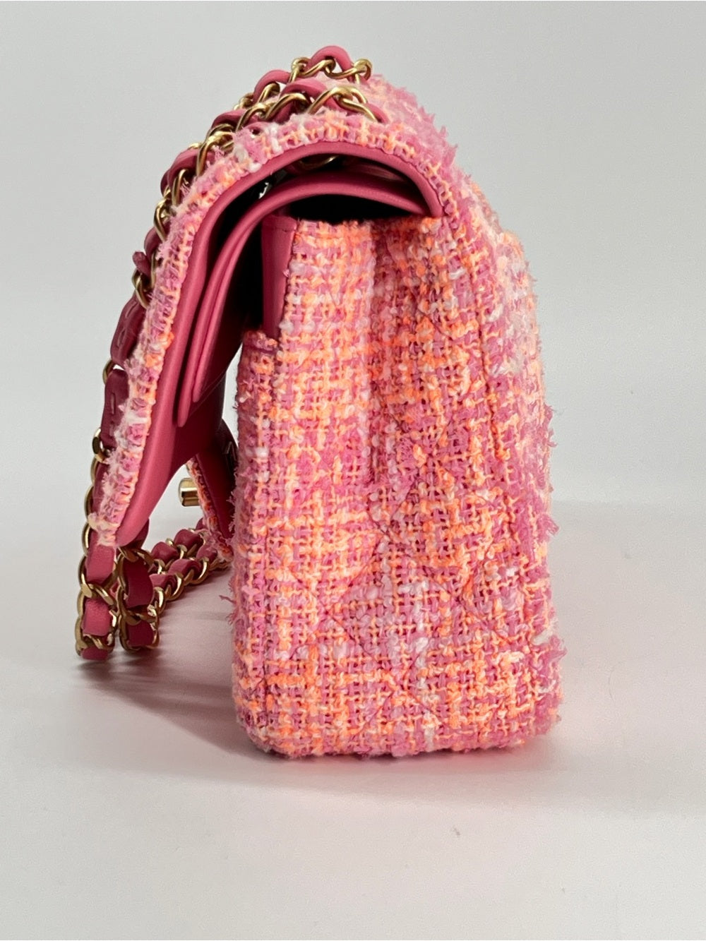 Chanel Classic Medium Tweed Pink Shoulder Bag