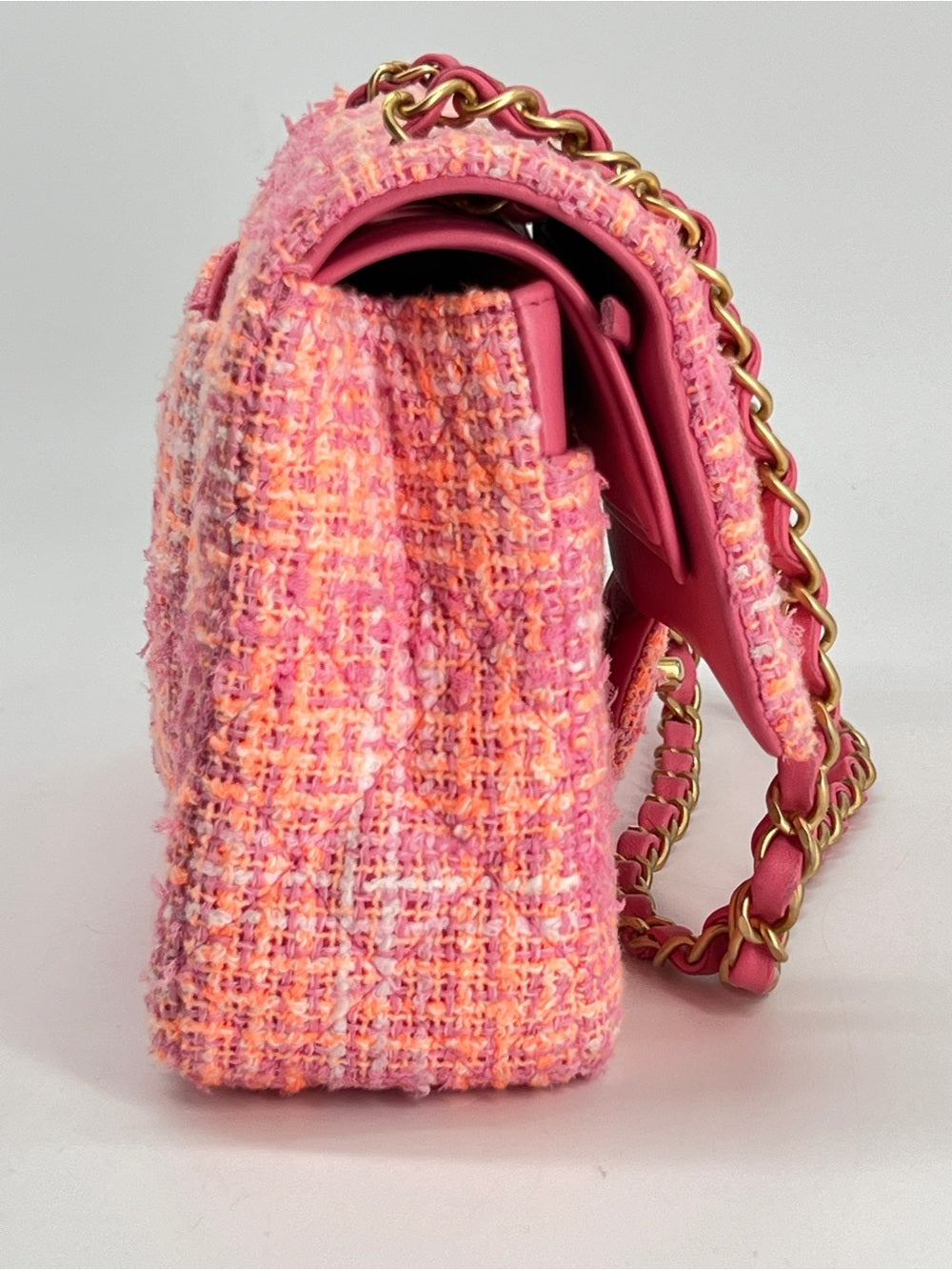 Chanel Classic Medium Tweed Pink Shoulder Bag
