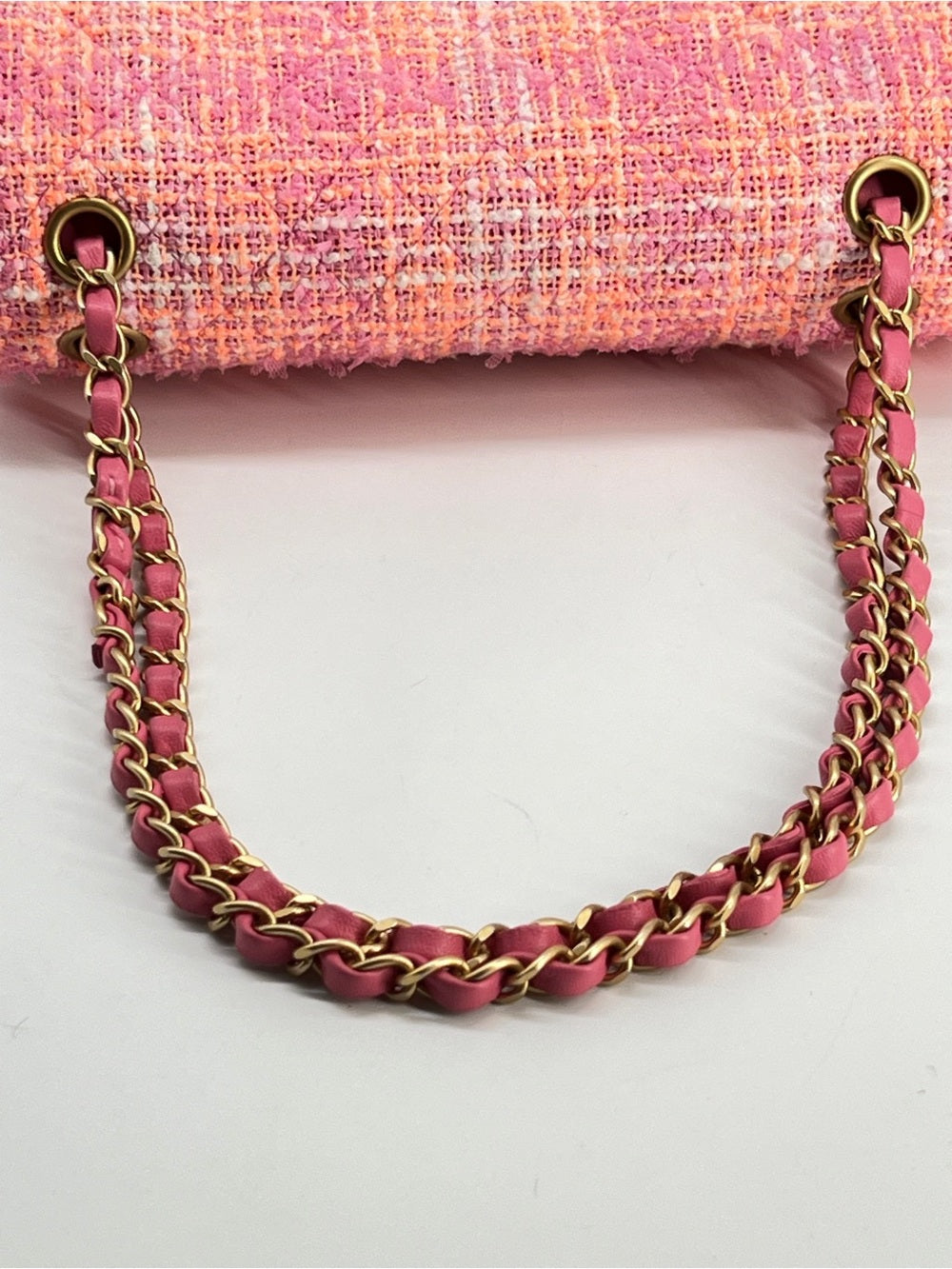 Chanel Classic Medium Tweed Pink Shoulder Bag