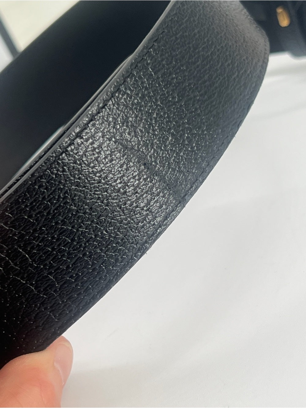 Gucci Double G Black Leather Belt with Gold Buckle