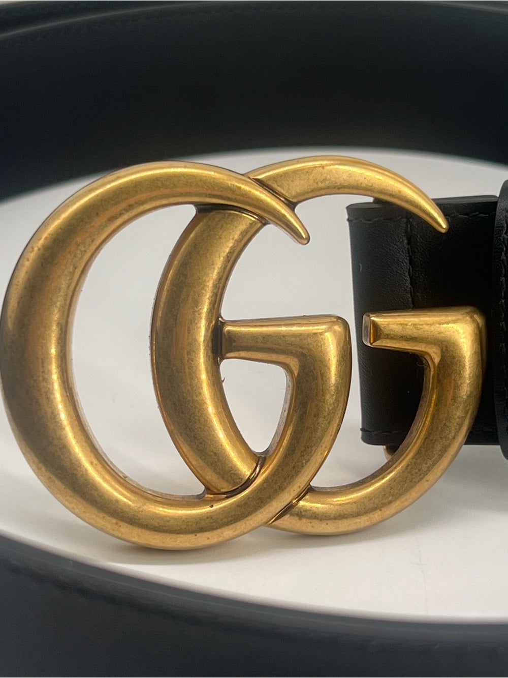 Gucci GG Marmont Belt Black Leather Gold Double G Buckle