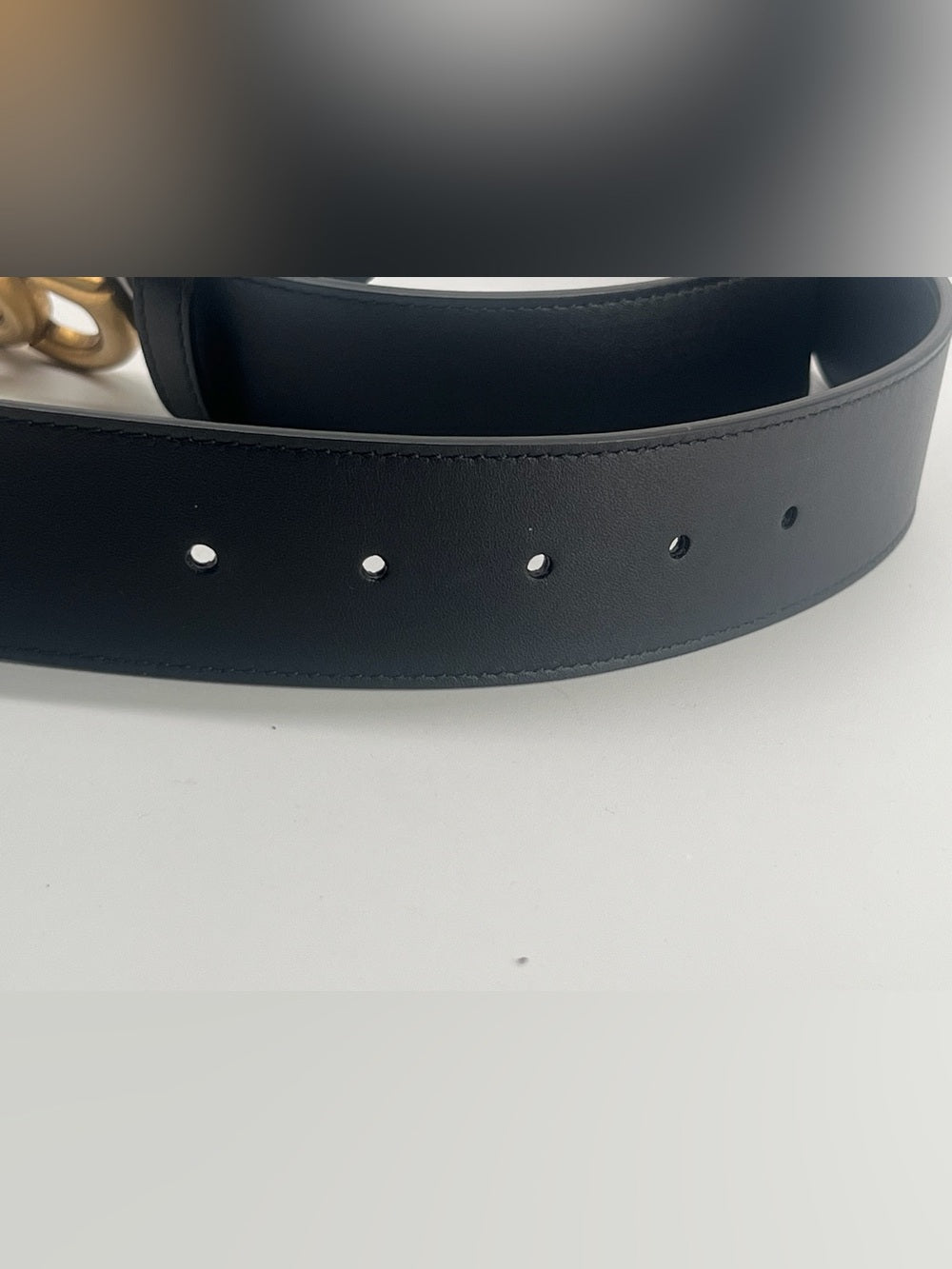 Gucci GG Marmont Belt Black Leather Gold Double G Buckle