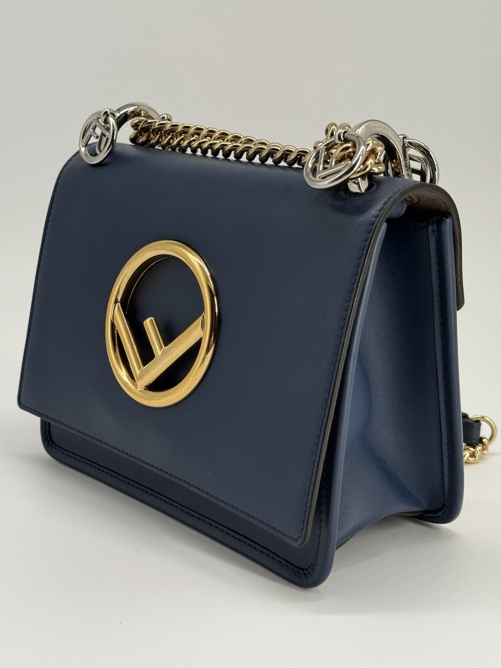 Fendi Kan I Blue Leather Shoulder Bag — view 6