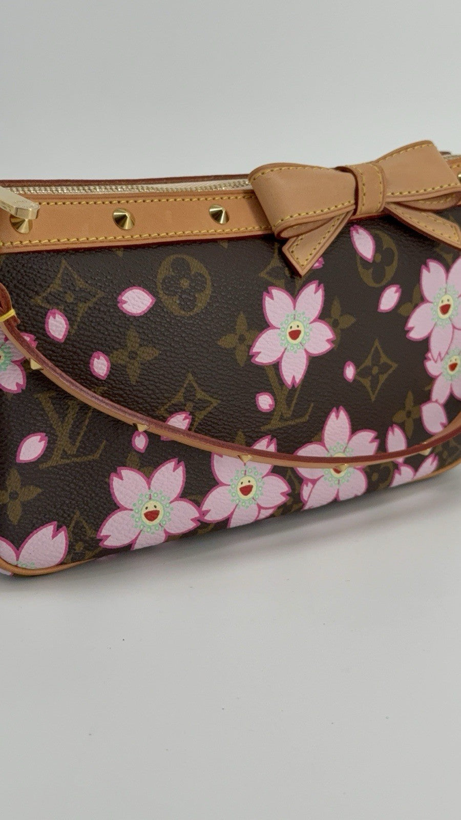 LOUIS VUITTON Monogram Cherry Blossom Takashi Murakami Pochette Accessories Bag — view 2
