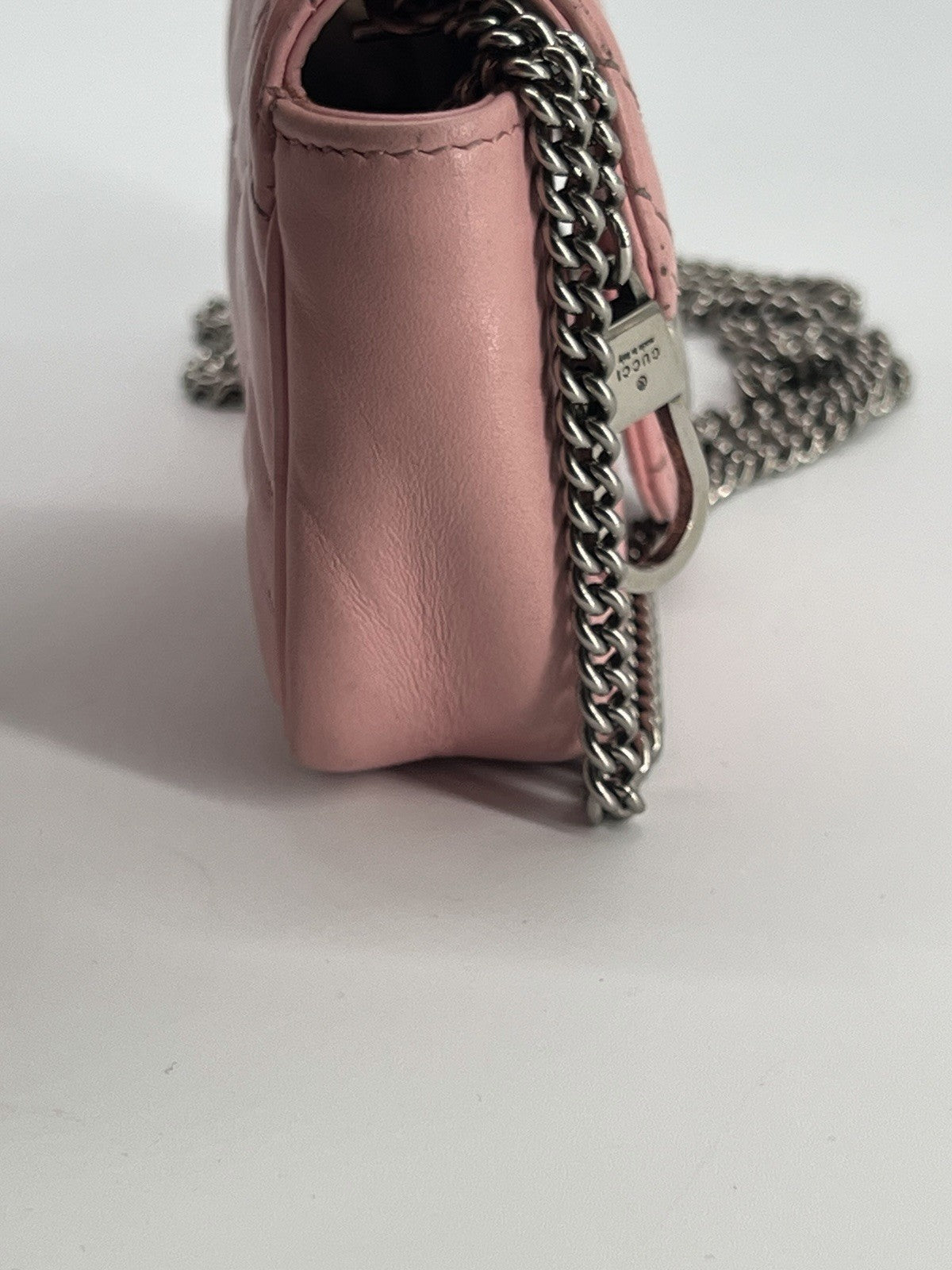Gucci Calfskin Matelase Mini Pink GG Marmont Shoulder Bag — view 5
