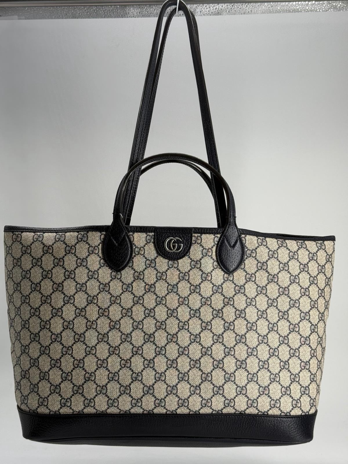 GUCCI Ophidia Medium Beige And Ebony GG Canvas Tote Bag — view 2