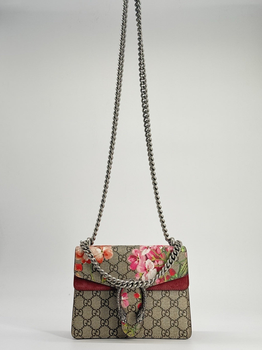 Gucci Blooms Mini Dionysus Shoulder Bag in Beige Canvas — view 3