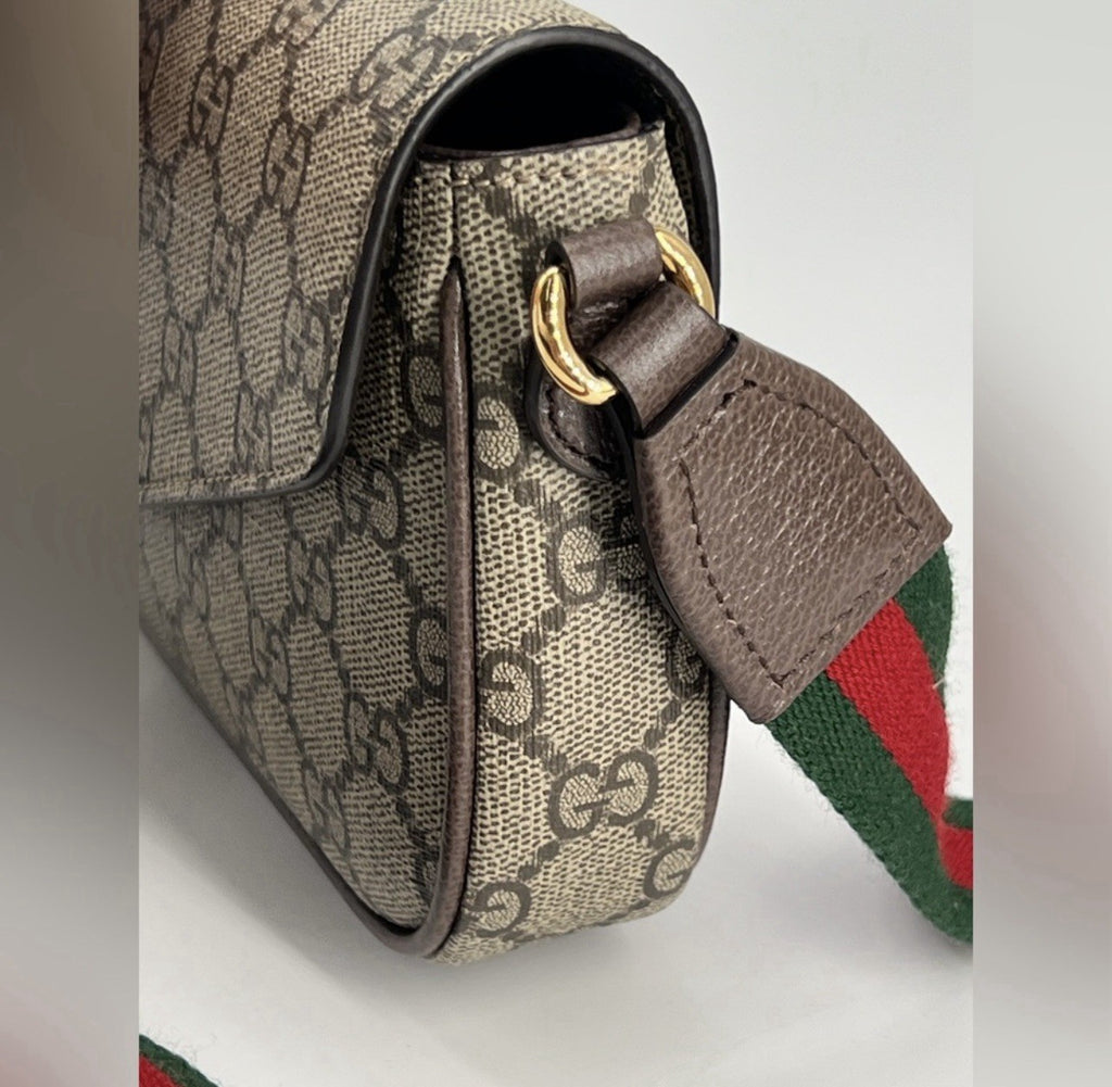 Gucci Ophidia Mini Bag GG Supreme Canvas Web Stripe Crossbody Bag — view 5
