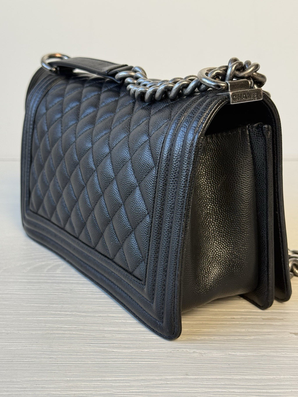 Chanel Caviar Medium Boy Flap Shoulder Bag Black — view 4