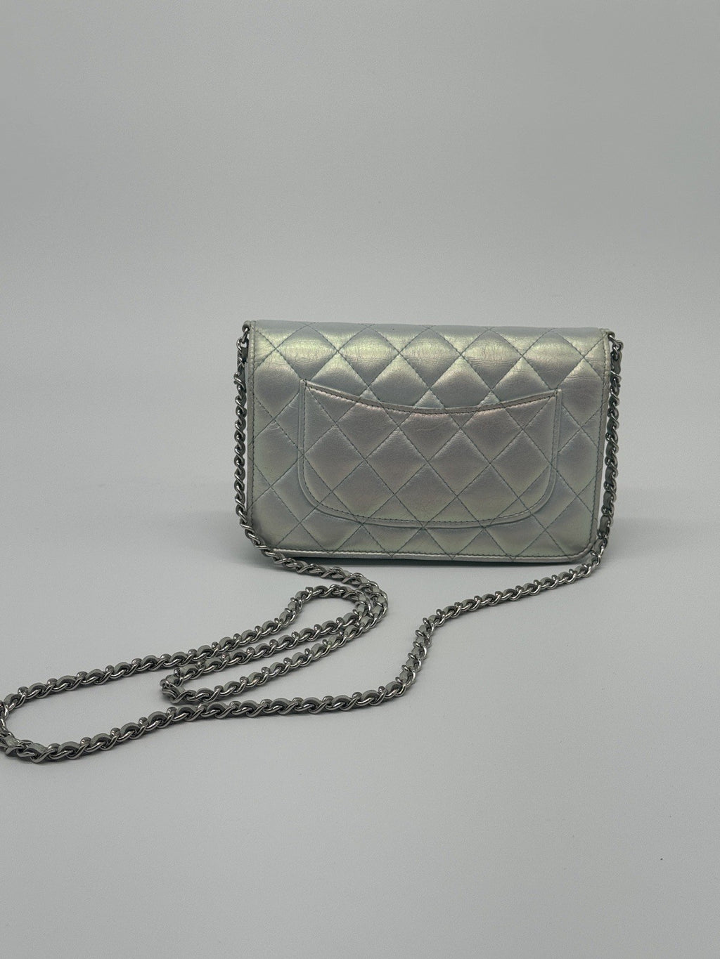Chanel Wallet On Chain Metallic Lambskin Leather Crossbody Bag — view 6