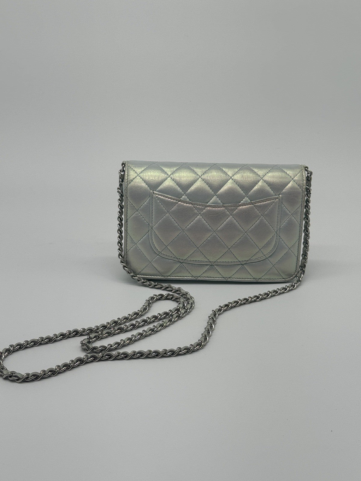 Chanel Wallet On Chain Metallic Lambskin Leather Crossbody Bag — view 6