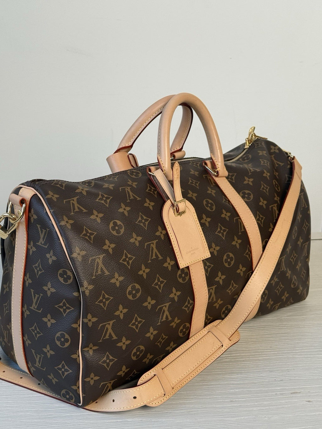 Louis Vuitton Keepall Bandouliere Duffle 45 Brown Canvas Bag — view 2