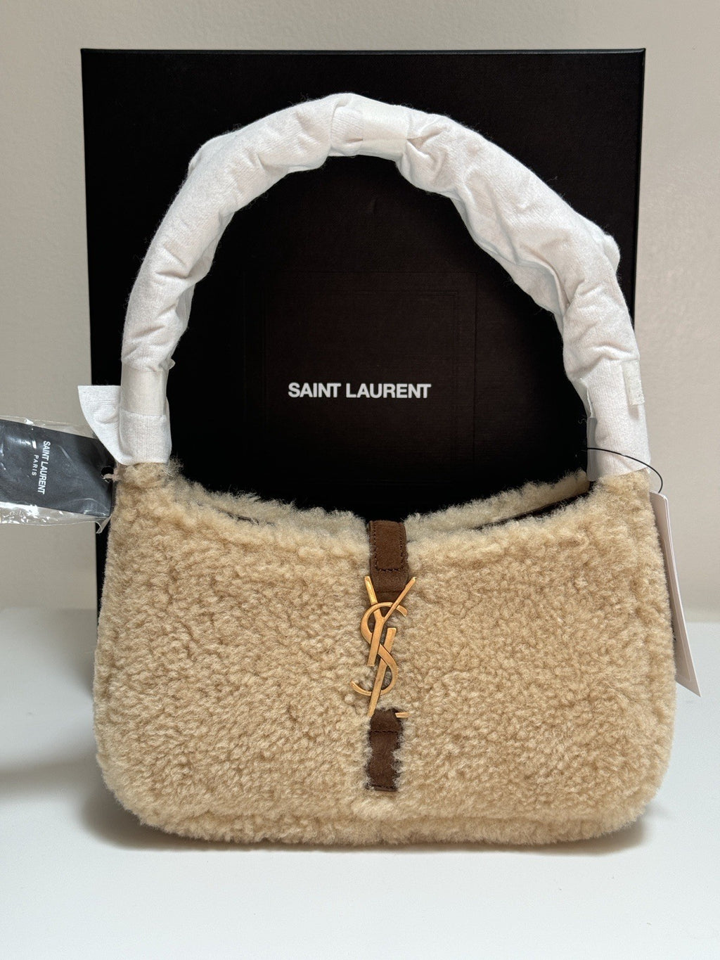 Saint Laurent Le 5 A 7 Mini Shearling Handbag NWT — view 1
