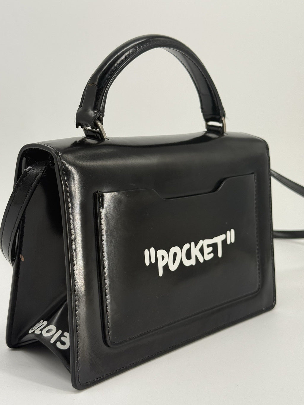 Off White  Jitney  1.4 “Virgil Was Here “ Printed Leather Shoulder Bag — view 7