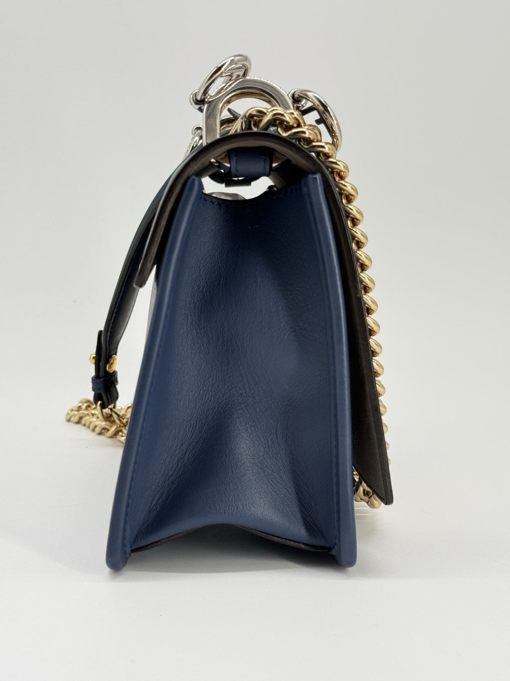 Fendi Kan I Blue Leather Shoulder Bag — view 3