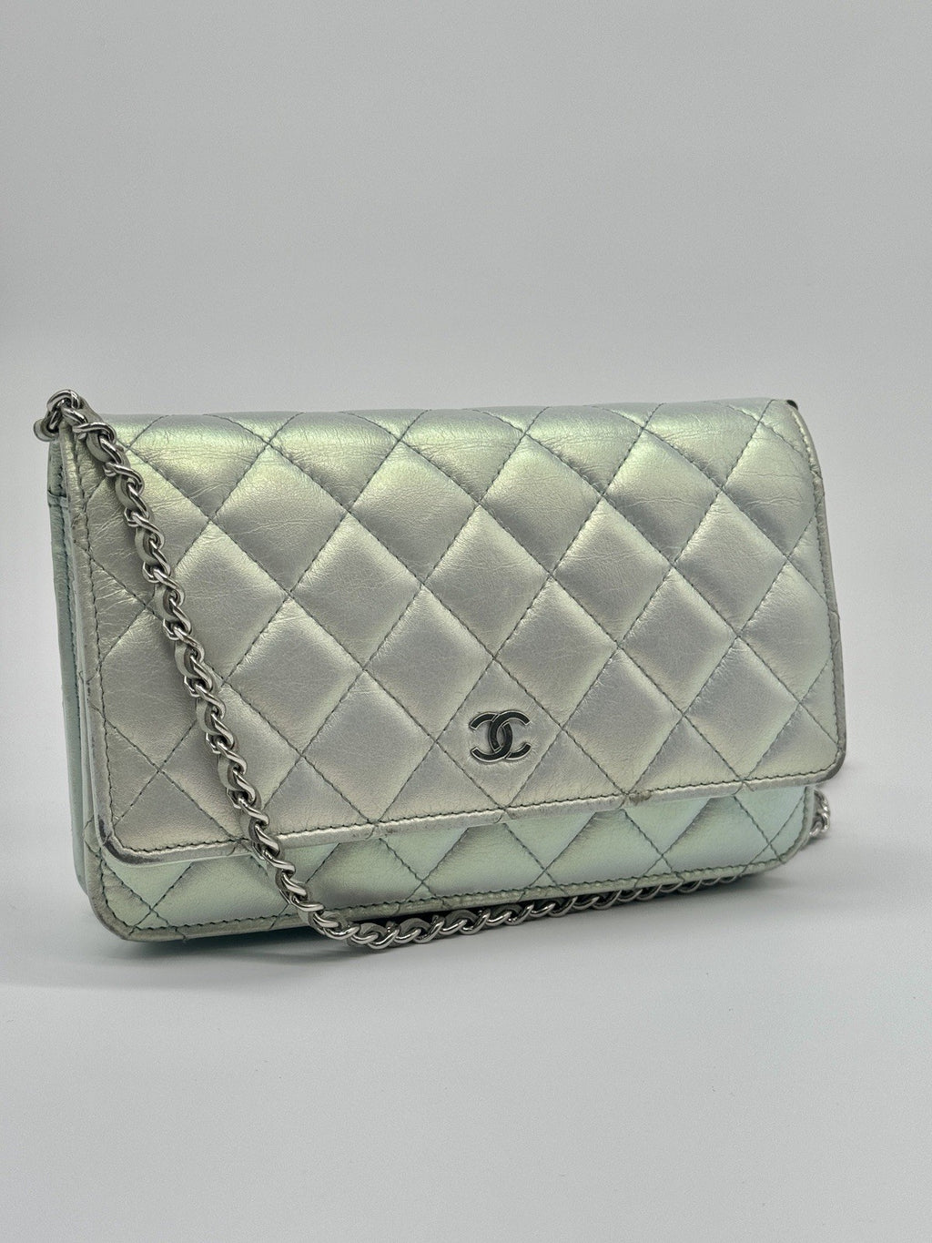 Chanel Wallet On Chain Metallic Lambskin Leather Crossbody Bag — view 4