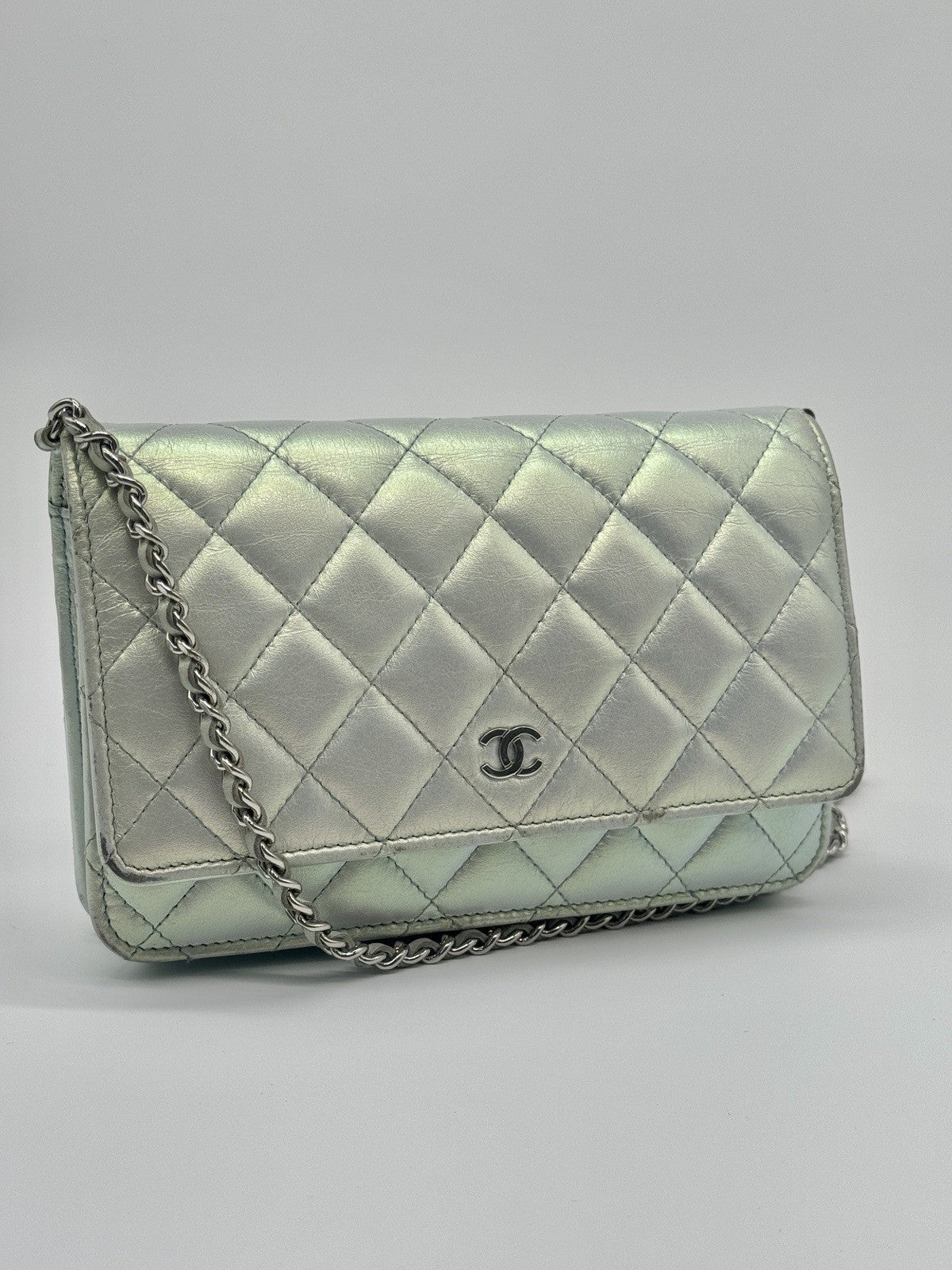 Chanel Wallet On Chain Metallic Lambskin Leather Crossbody Bag — view 4
